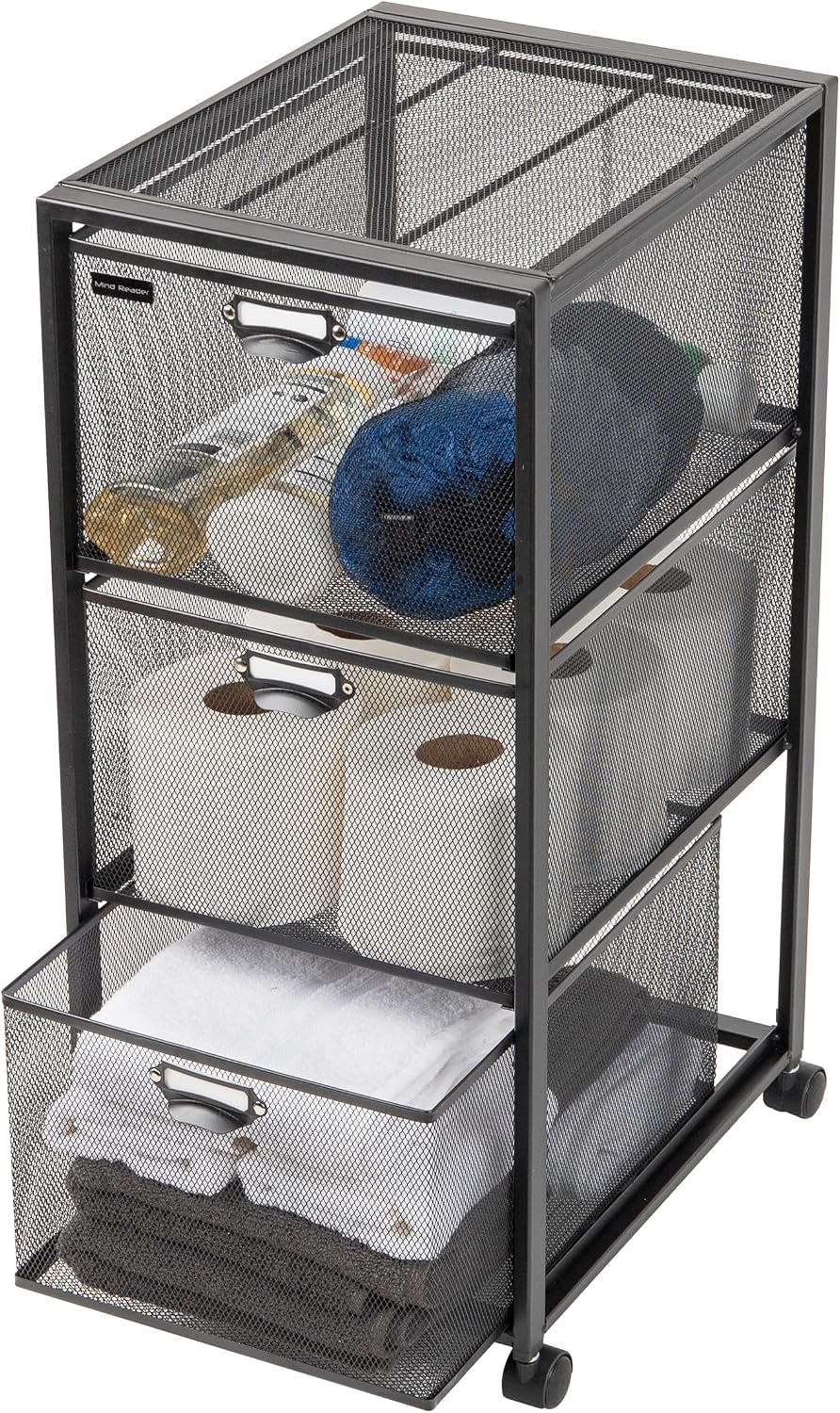 Mind Reader Office Storage Organizer with Mesh Drawers Label Holders and Opti...