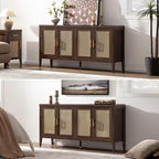 SICOTAS TV Stands for Living Room-Entertainment Center with Storage for Bedroom-Mid Century Modern Television Stands with 4 Doors 59" Media Console TV Cabinet Credenza for 45 50 55 60 65 Inch TVs