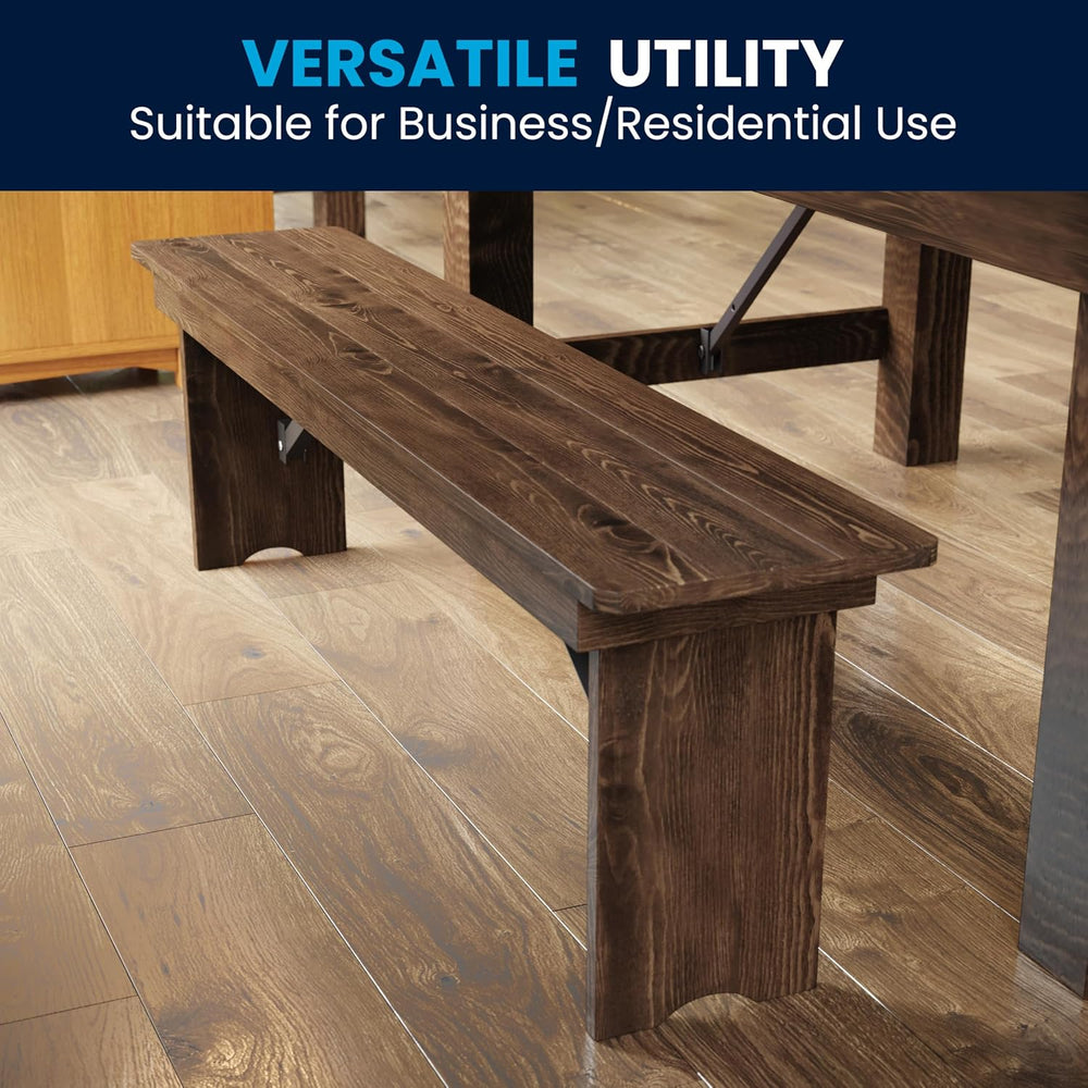 Flash Furniture Hercules 60x12 in Commercial Folding Bench, Rustic | Foldable...