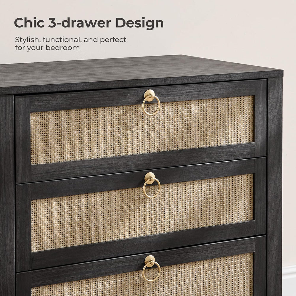SICOTAS Rattan Nightstand Set of 2 with Drawers, Boho Large Bedside Tables | ...
