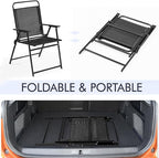 Yaheetech Outdoor Folding Patio Chairs Set of 4, Portable Outdoor Folding Chairs for Outside, Lawn, Garden and Porch with Metal Frame, Armrests, Stackable, Foldable and Portable Design, Black