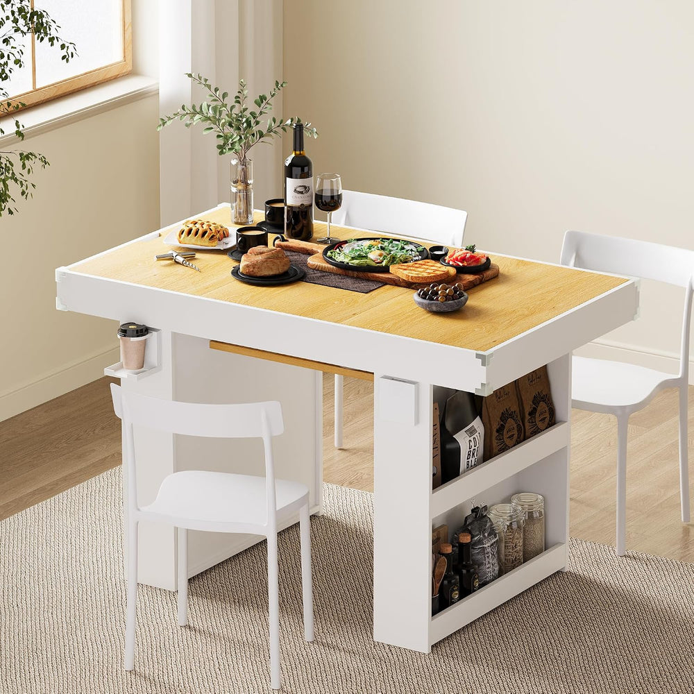 Gaming & Dining Table with Removable Top & PU Leather Mat, Board Game...