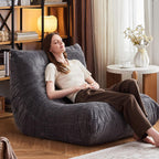 Giant Bean Bag Chair, Memory Foam Filled Oversized Corduroy Floor Sofa for Adults, High-Rebound Boneless Lazy Chair for Living Room, Bedroom, Reading & Gaming, Grey