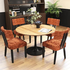 GOTMINSI Mid Century Modern Dining Chairs,Velvet Farmhouse Upholstered Kitchen Chairs, Accent Curved Backrest Dining Room Chairs with Hardwood Legs (Caramel, 6PCS)
