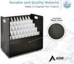Adir Blue Print Storage Organizer - Mobile Roll File Cart, Construction Plan Holders, Blueprint Cabinet with Wheels, Roll Files Storage for Office and Home (50 Slots, Black)