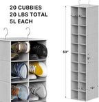 Simple Houseware 20 Section Shelves Hanging Shoes Organizer, Gray | Dual Metal Hooks, 10 Tier, Holds Up to 20 lbs, for Narrow Space