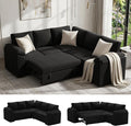 85 Inch Sectional Sleeper Sofa Bed with Pull Out Couch, U Shaped 5 Seat Cloud Modular Sectional Sofa with Storage, Corduroy Sectional Couches for Living Room, Removable Sofa Cover, Dark Grey