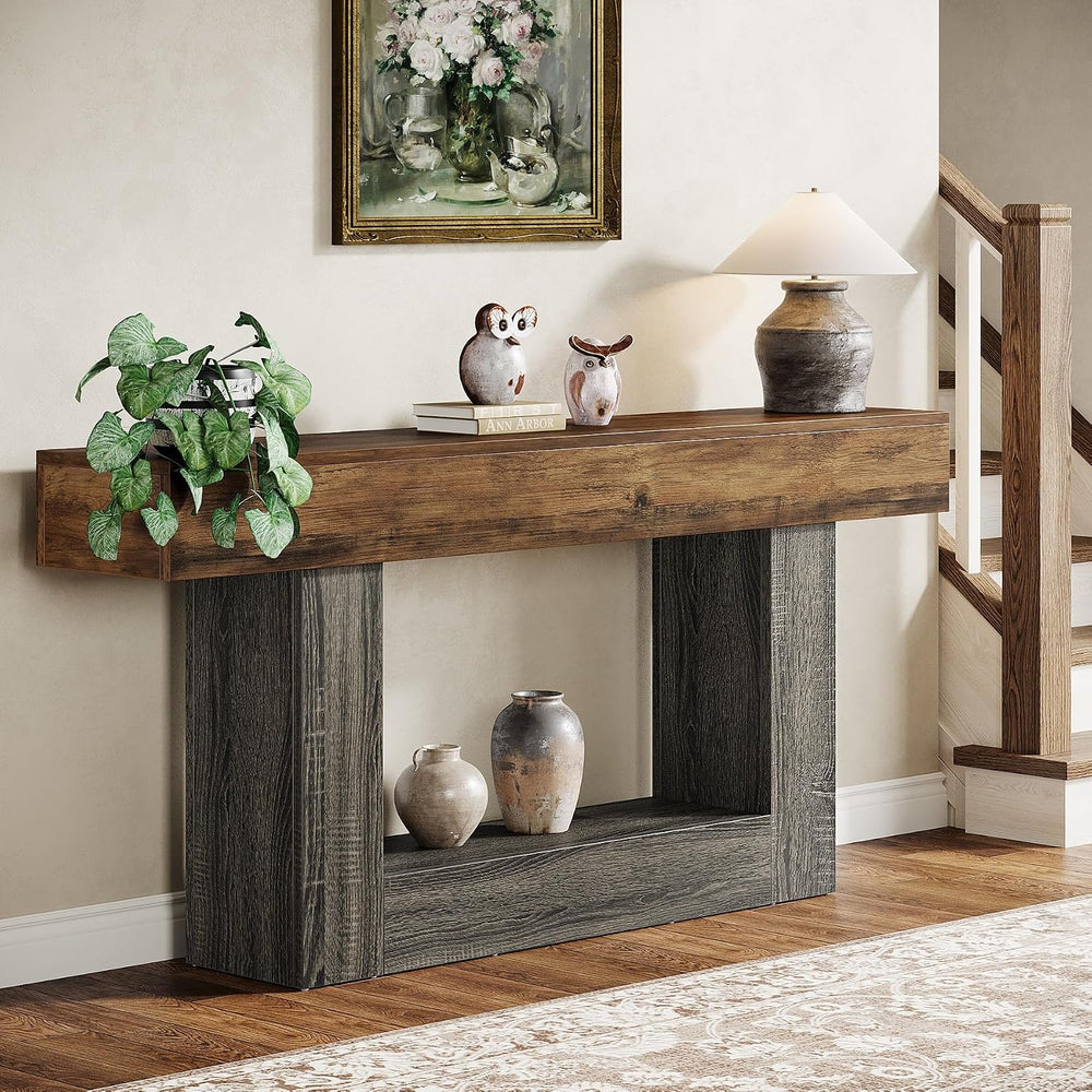 Tribesigns 63" Console Table, 2-Tier Entryway Table with U-Shaped Base |...