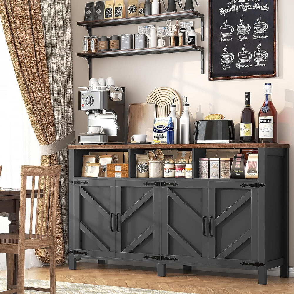 knoworld 55'' Farmhouse Buffet Sideboard with Storage, 4 Doors & ...