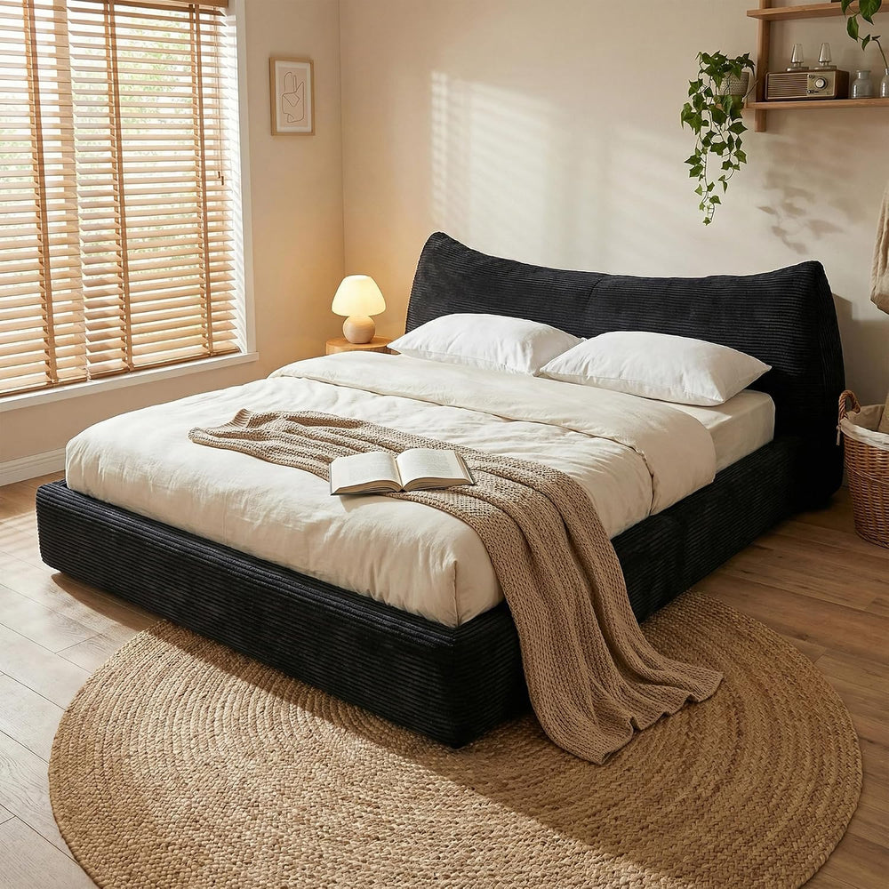 Homkdom Cloud Bed Frame Queen Size with 9.4" Removable Headboard