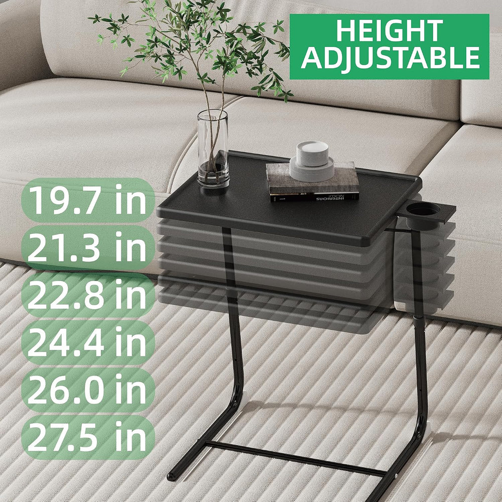 Adjustable TV Tray Table for Breakfast & Dinner - Black Folding Couch Des...
