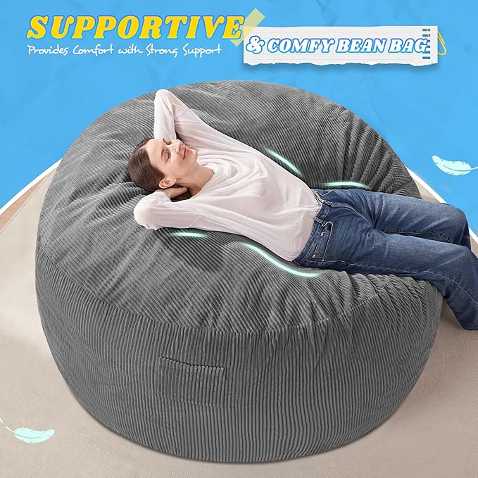 HABUTWAY 4FT Bean Bag Chair,Giant Bean Bag Chairs for Adults,Big Bean Bags wi...