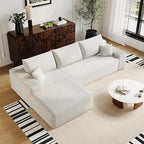 Eafurn Oversized L-Shaped Modular Sectional Sofa with Chaise, Fluffy Corduroy Upholstered Boneless Couch with Deep Seat, Minimalist Flexible Combination for Living Room | Breathable material, Full Foam, Anti-slip