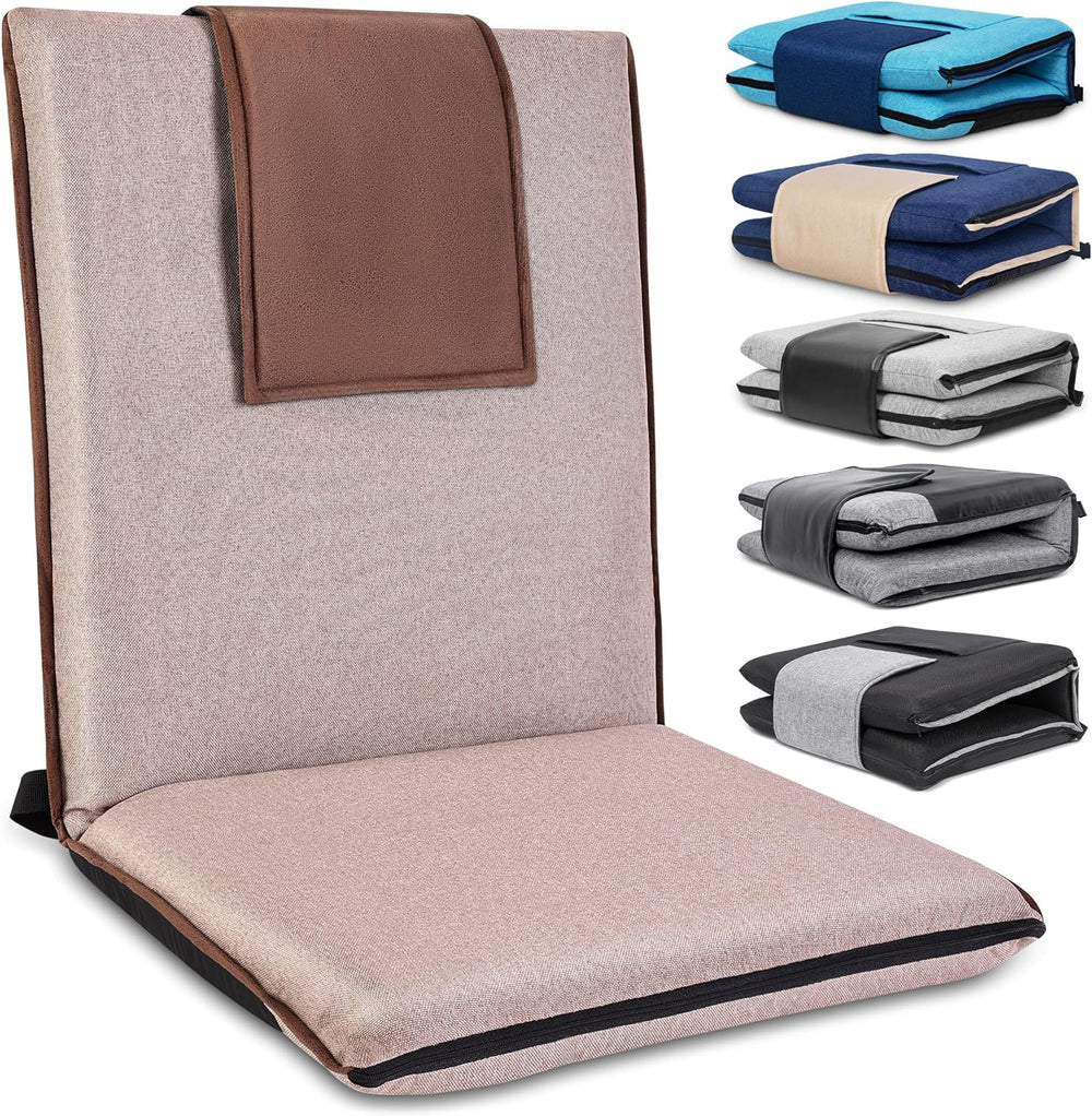 Adjustable Floor Chair with Back Support Foldable Meditation Seat, Coffee | 1...