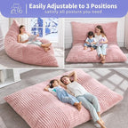 Hobestluk 3 in 1 Bean Bag Chair Giant Bean Bag Chairs Convertible Bean Bag Floor Cushion with Machine Washable Cover, Beanbag Chairs for Adult (Pink)