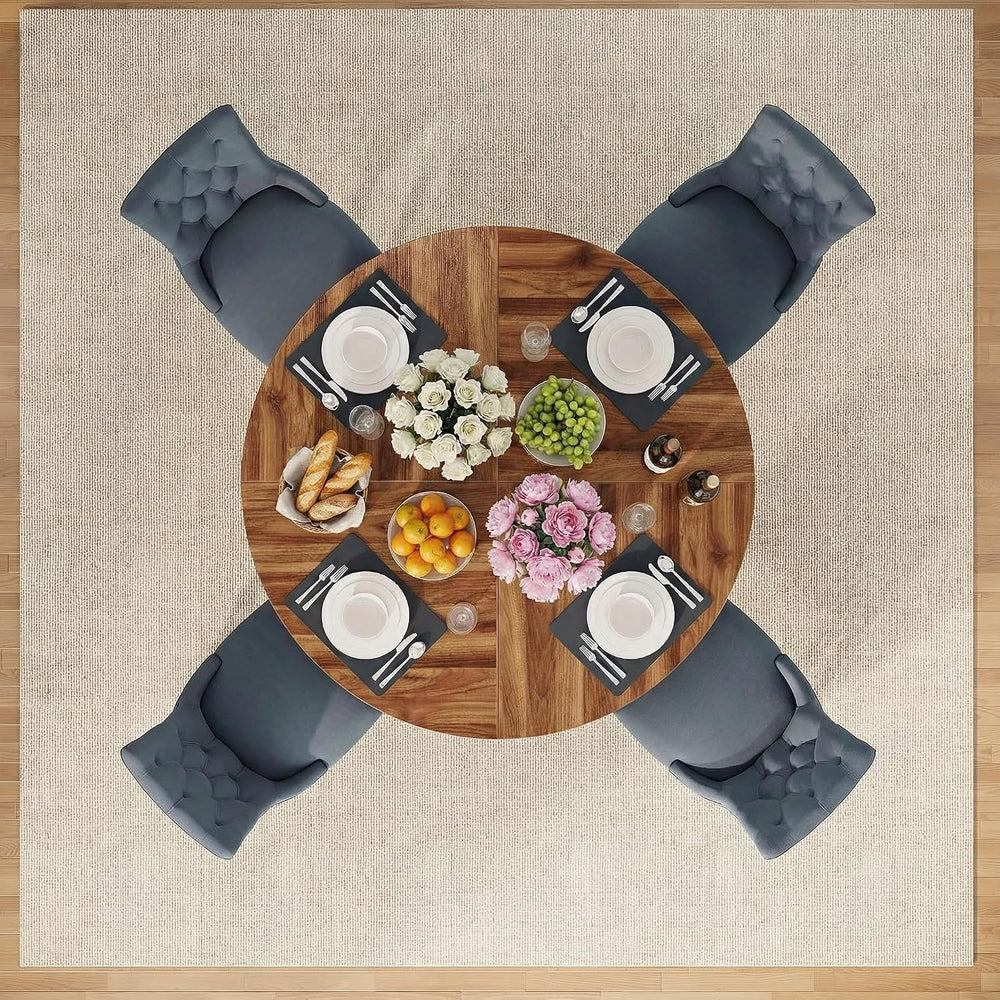 Lailang 47 Inch Dining Table, Round Kitchen Table, Dining Room Table for 4, R...