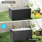 90 Gallon Plus Outdoor Storage Box Waterproof Lockable Resin Deck Box Large, Patio Storage Bin for Pool Accessories Cushion Furniture, Garden Tools, UV-Resistant Outside Delivery Black