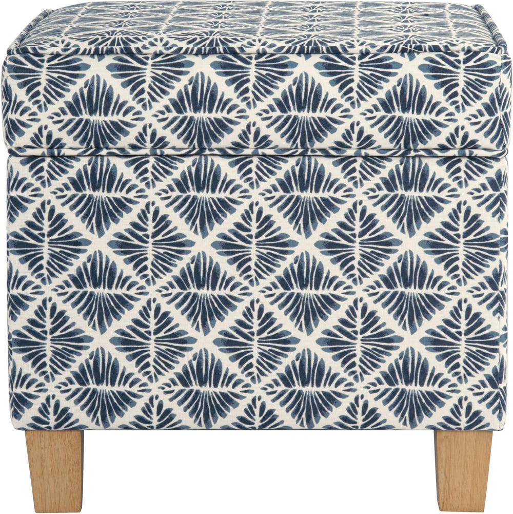 HomePop 18" Classic Square Storage Ottoman - Blue Geometric Pattern