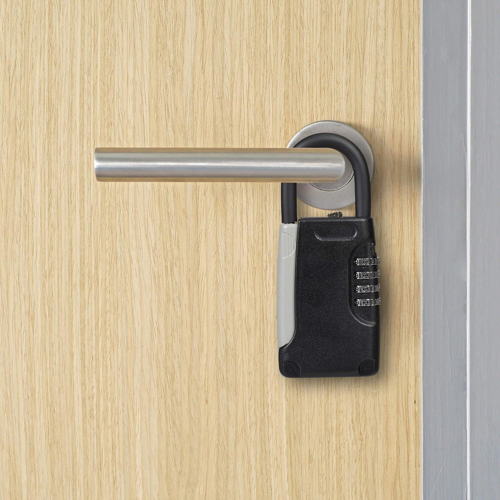 Relaxdays Key safe with handle, 4-digit numeric code, outside, key safe, smal...