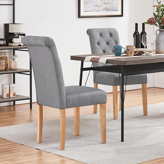 Yaheetech Dining Chairs Set of 2 Fabric Upholstered Dining Room Chairs with B...