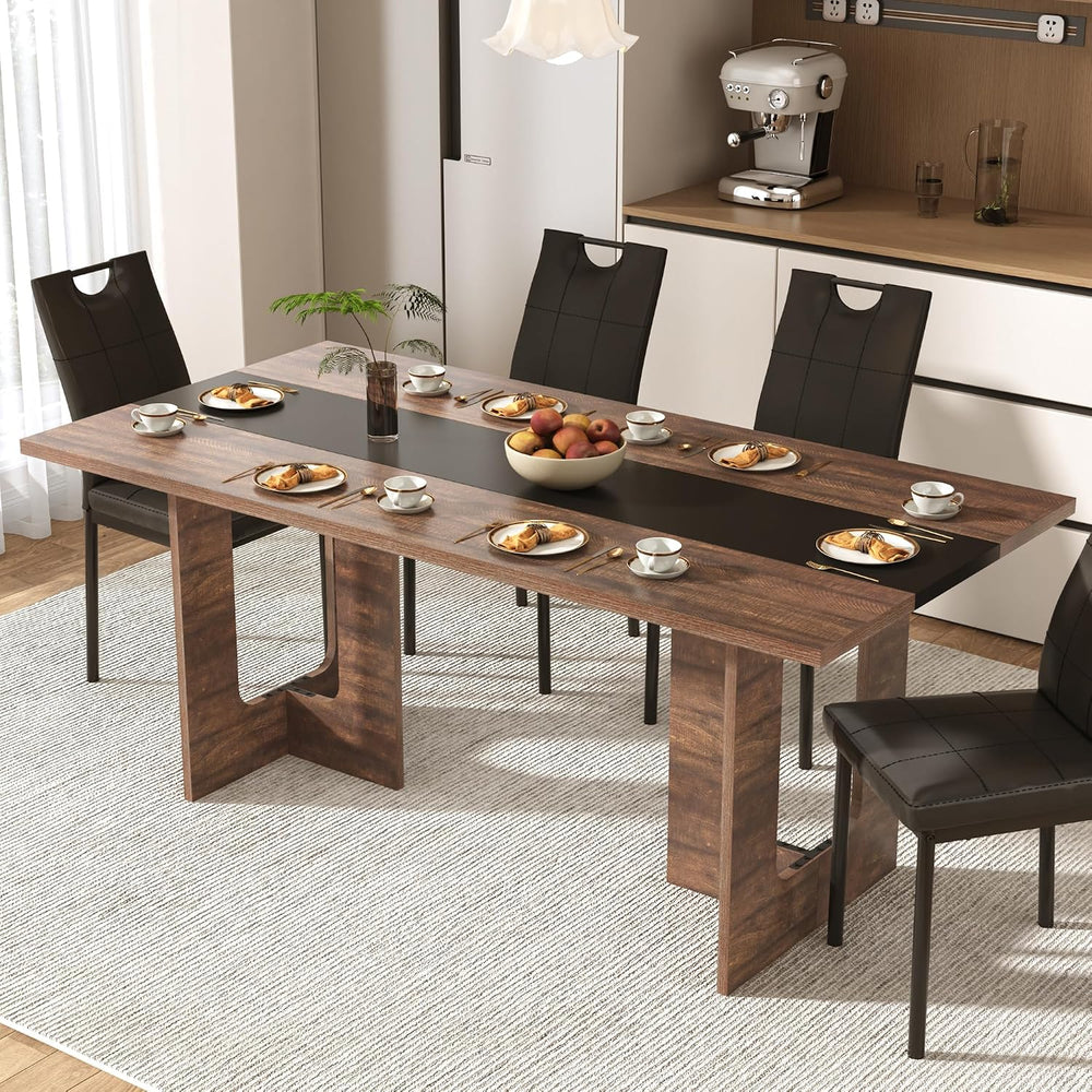 St.Mandyu 7 Pieces Dining Table & Chairs Set for 4-8 People, 71 Inch Kitc...
