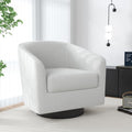 Swivel Barrel Accent Chair, Comfy Reading Armchair, Cream Beige, Set of 1 | Low-Back Design | 360° Swivel | Solid Wood Frame | High-Density Foam Seat | Modern Round Style | For Living Room & Bedroom
