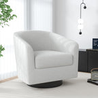 Swivel Barrel Accent Chair, Comfy Reading Armchair, Cream Beige, Set of 1 | Low-Back Design | 360° Swivel | Solid Wood Frame | High-Density Foam Seat | Modern Round Style | For Living Room & Bedroom