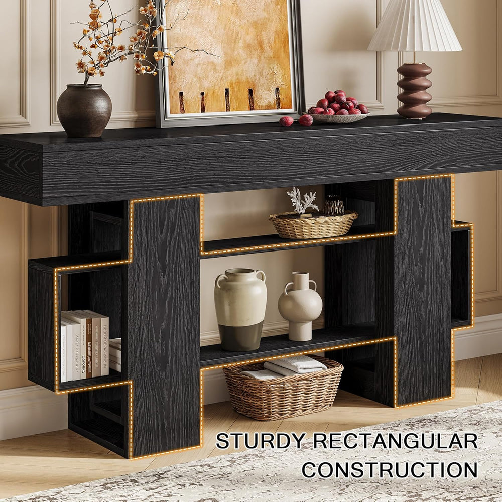Einhomn 63 Inch Long Console Table for Entryway, Modern Wooden Sofa Table Beh...