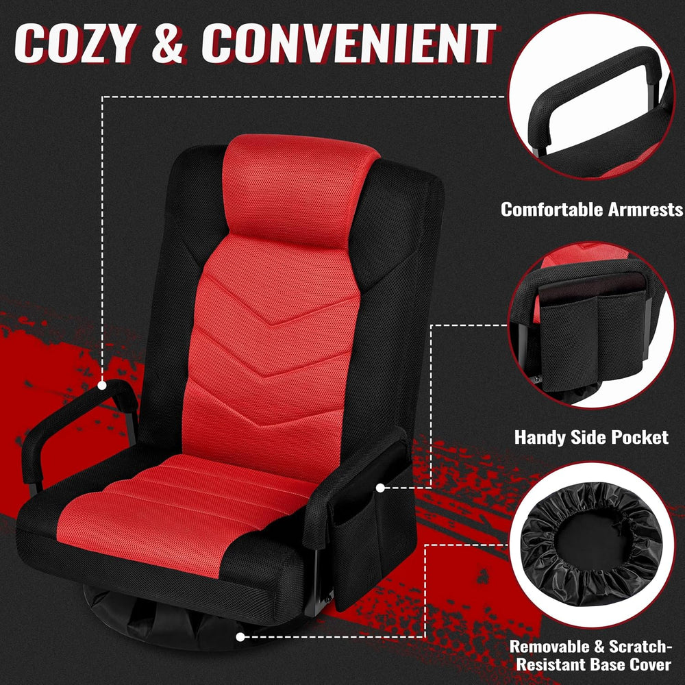 Yaheetech Floor Gaming Chair High-Back Swivel Adjustable Folding Seat Red | F...