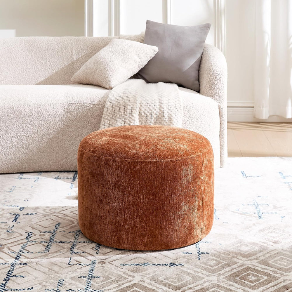 Flouki Pouf Ottoman Footrest, Foot Stools, Modern Round Upholstered Ottomans,...