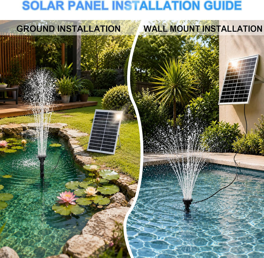 15W Solar Fountain Water Pump with 6 Nozzles for Bird Bath Garden