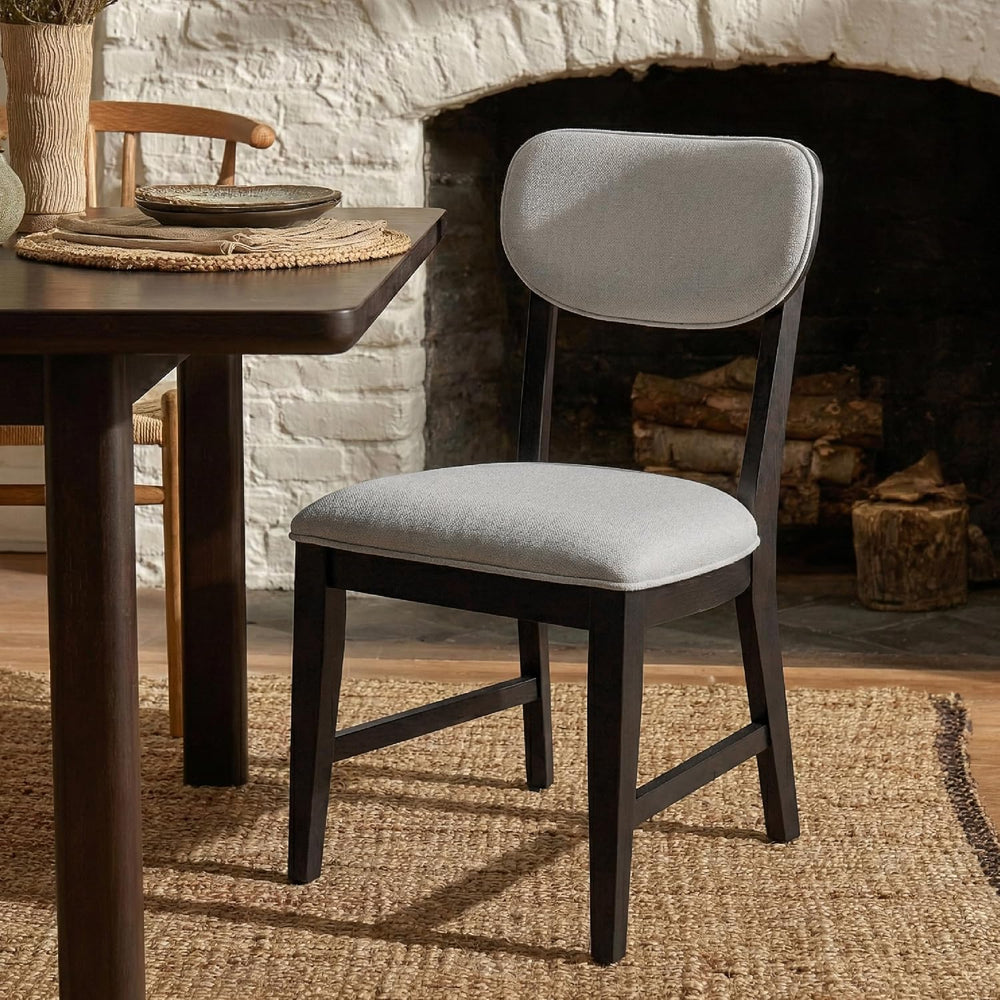 COLAMY Solid Wood Dining Chairs Set of 6, Mid Century Modern Upholstered Kitc...