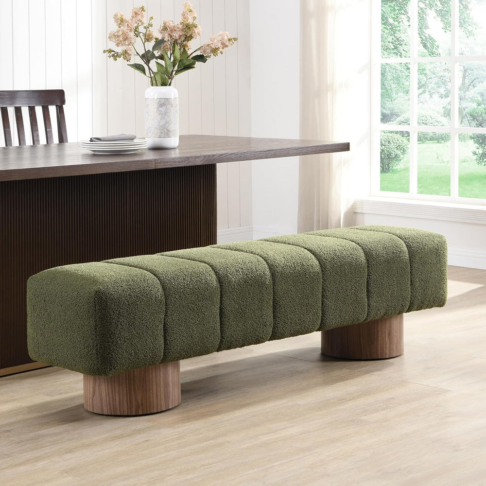 Christopher Knight Home Manila 64" Boucle Dining Bench, Upholstered Otto...