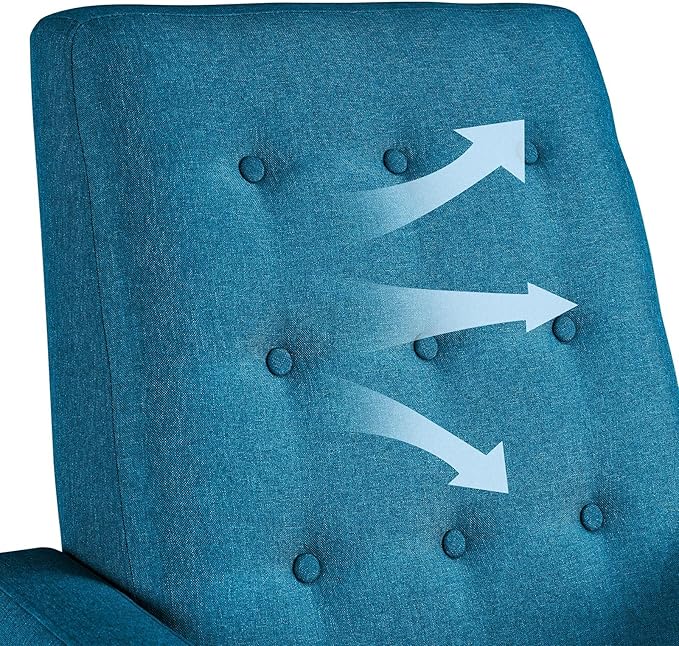 Yaheetech Fabric Recliner Chair Mid-Century Modern Recliner Adjustable Single Recliner Sofa with Thicker Seat Cushion Tufted Upholstered Sofa with Pocket Spring for Living Room Bedroom Blue