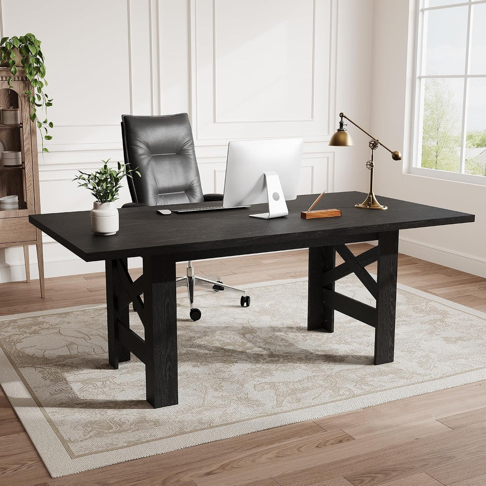 IDEALHOUSE 71" Long Dining Table for 6-8, Farmhouse Wooden Barn Kitchen ...