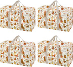 VENO 4 Pack Moving Bags and Large Christmas Storage Bins with lids. Alternative to Moving Boxes, Packing Supplies for College. Extra Large Heavy Duty Totes for Packaging (Holiday Pups, 4 Pack)