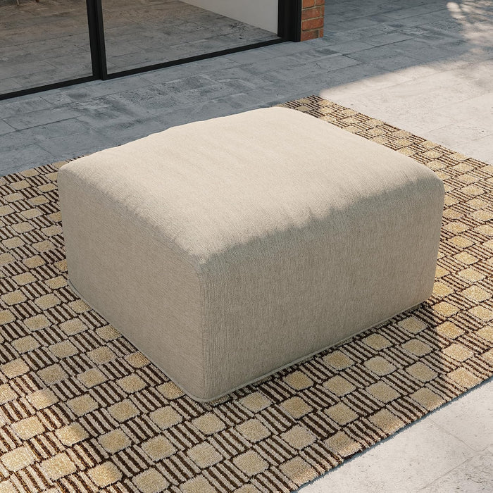 Patio Ottoman Outdoor Furniture, All Weather Fabric - Armless, Camel