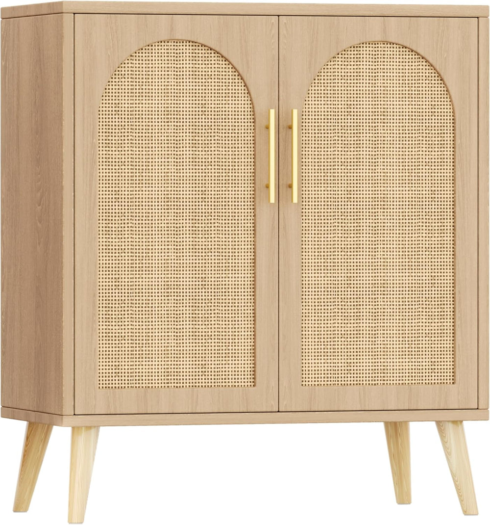 15.7"D Rattan Buffet Sideboard Cabinet with Storage, Modern Accent Cabin...