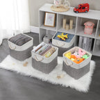 Mangata Fabric Storage Basket, Canvas Cube Storage Boxes 11.8 x 11.8 inch for Cupboards, Shelves, Closet, Grey Whiteï¼ˆ30x30x30cm, 4 Packï¼‰