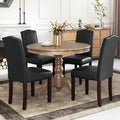 LSSBOUGHT PU Dining Chair Set of 4 Upholstered Parsons Kitchen Chair with Copper Nails and Solid Wood Legs for Dining Room,Restaurant(Black)