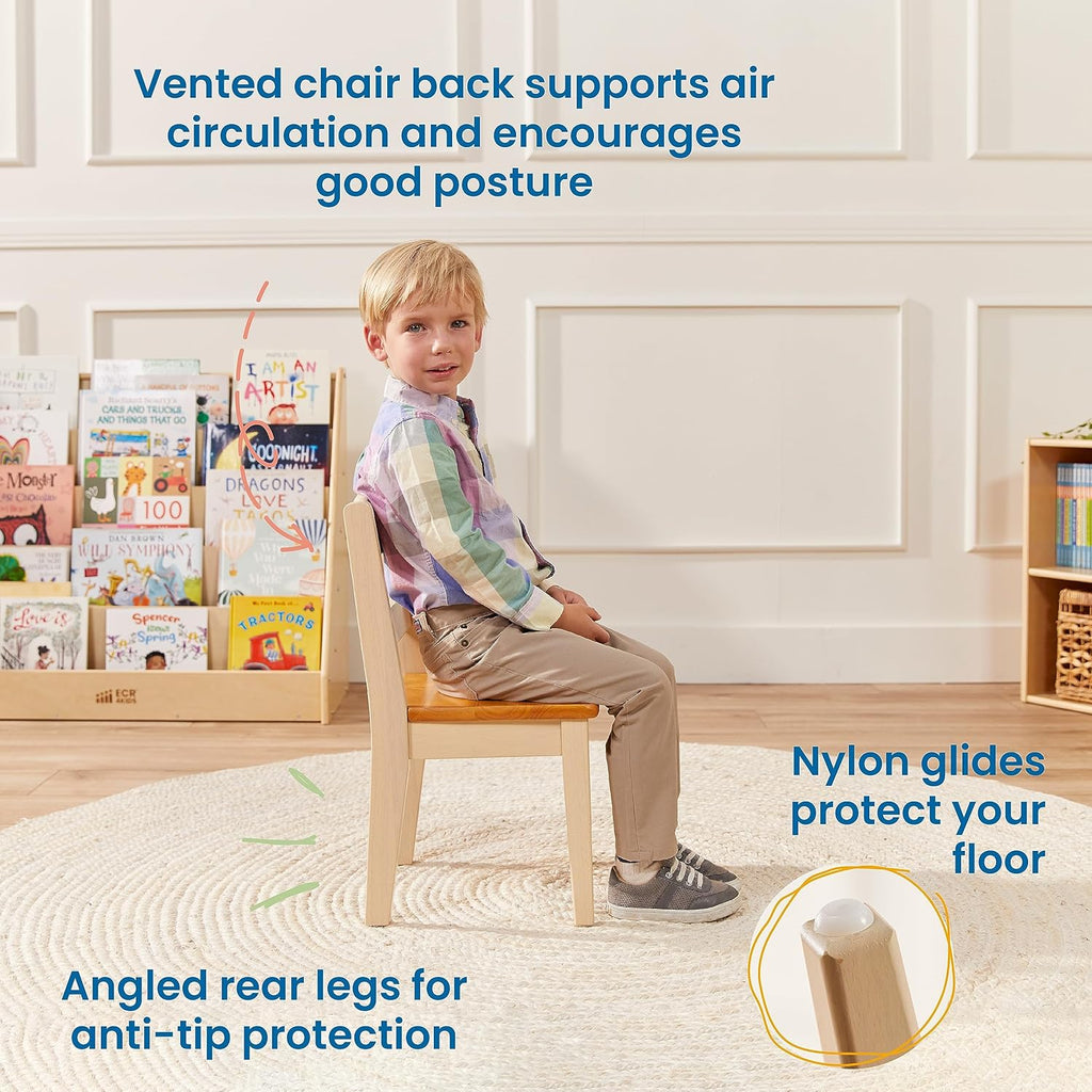 ECR4Kids Hideaway Chair, Kids Furniture, Honey/Antique White, 2-Pack