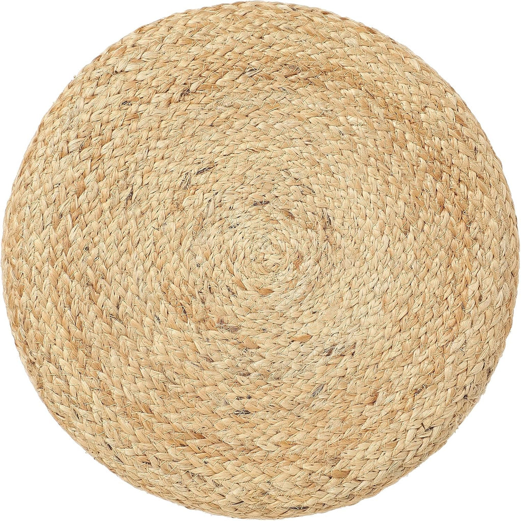 · REDEARTH · Jute Braided Pouf Ottoman - Cylinder Pouffe Foot Stool - Teal | Jute, 14.5"x14.5"x16"; Braided Accent Sitting, Doubles as Foot Rest; Great for Living Room, Patio, Outdoor, Bedroom