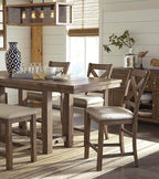 Signature Design by Ashley Moriville Rustic Farmhouse 36" Counter Height Dining Extension Table, Brown