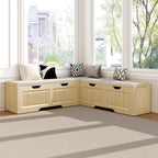 L Shape Storage Bench,63 in L-Shaped Kitchen Breakfast Corner Bench with Cushioned Seat and Hidden Storage Function,Wooden Backless Bench for Entryway,Suitable for Dining Room,Kitchen