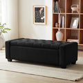 48" Ottoman with Storage, Black Storage Ottoman Bench with Safety Hinge | Upholstered Entryway Bench with Seating for Bedroom, Living Room, Holds up to 330 lb