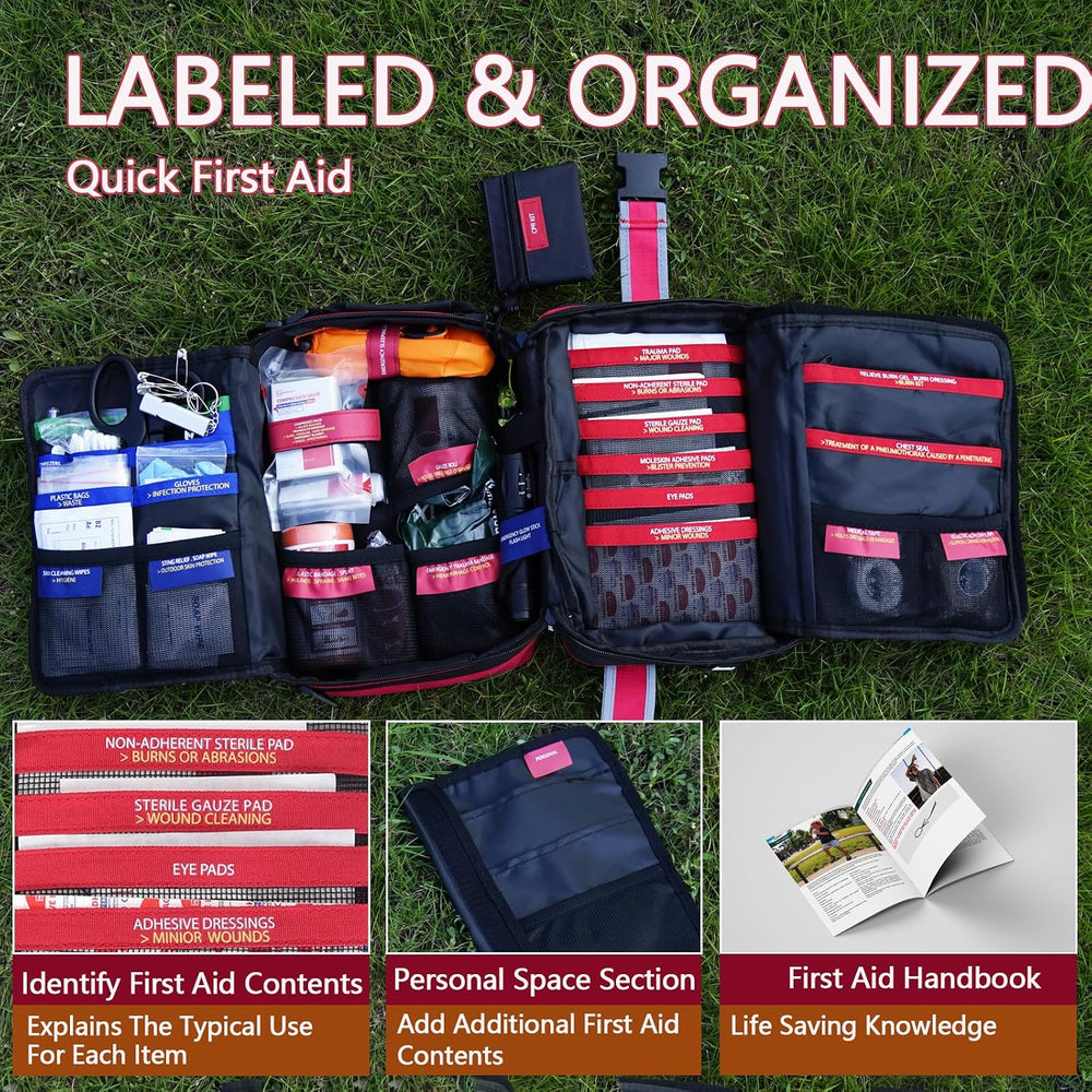 Advanced Comprehensive First Aid Kit with Well Organized Labelled Compartment...
