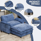 Homall 40" Modular Sectional Sofa, Single Sofa Couch with Reversible Ottoman, DIY Combination Chenille Deep 1-Seat Cloud Couch for Living Room, Apartment (Dark Blue, Single Sofa Chair)