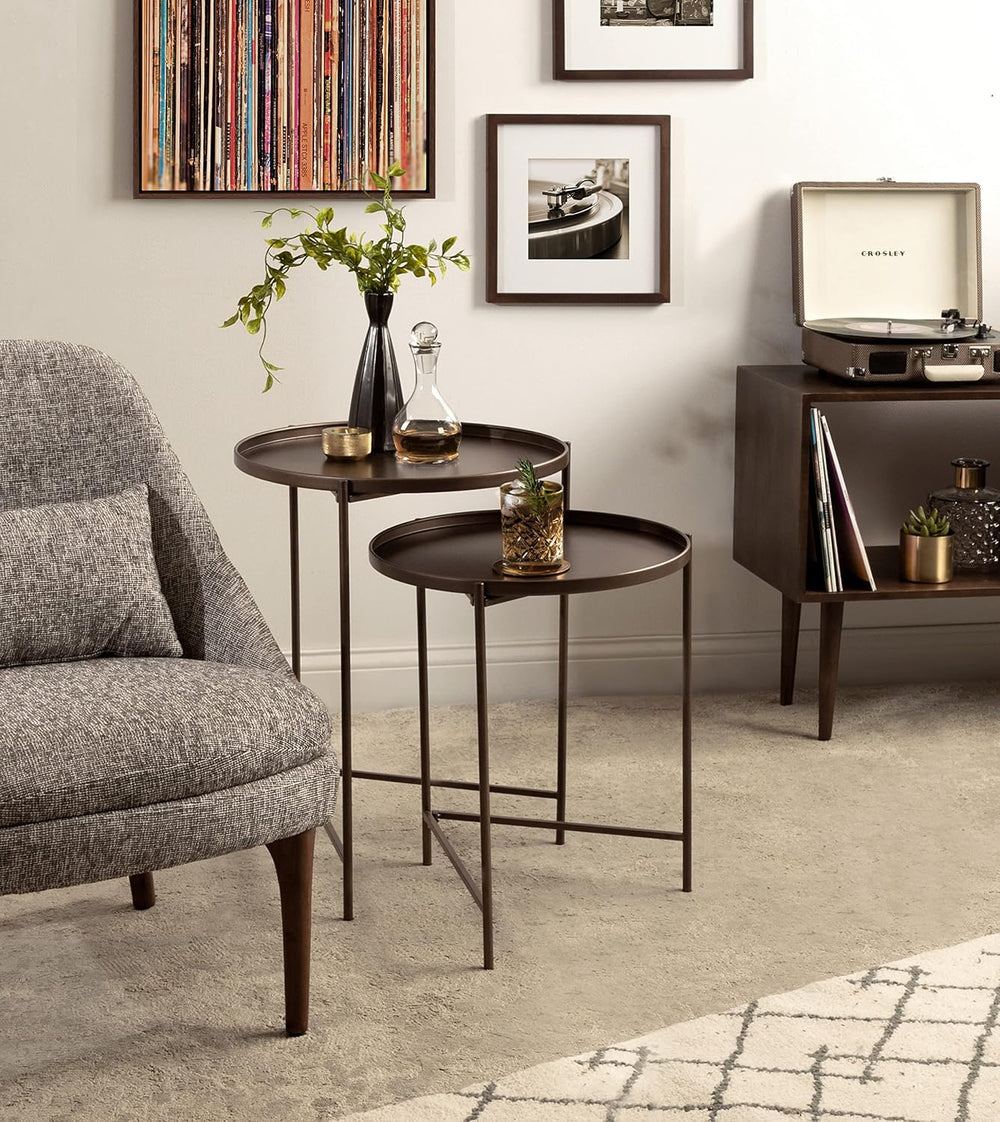 Kate and Laurel Ulani Modern Nesting Side Table; Set of 2; Bronze; Sophistica...