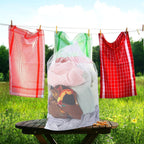 TecUnite 10 Pcs Mesh Bags Drawstring Laundry Bags Large Nylon Mesh Gift Dishwasher Bag with Sliding Drawstring for Kitchen Jewelry Gifts Wedding Favor Home(24 x 36 Inch,White)