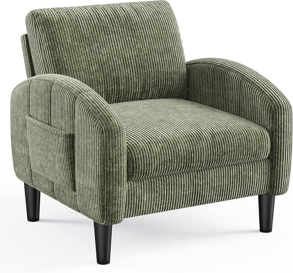 Homkdom Accent Chair with Side Pockets & Ergonomic Backrest,Green | Cordu...